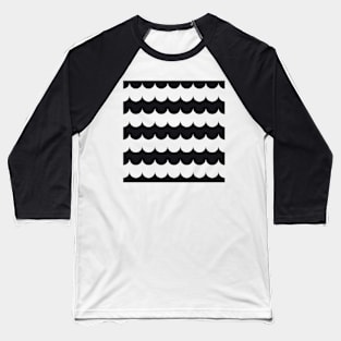 Black and White Scalloped Modern Pattern Baseball T-Shirt